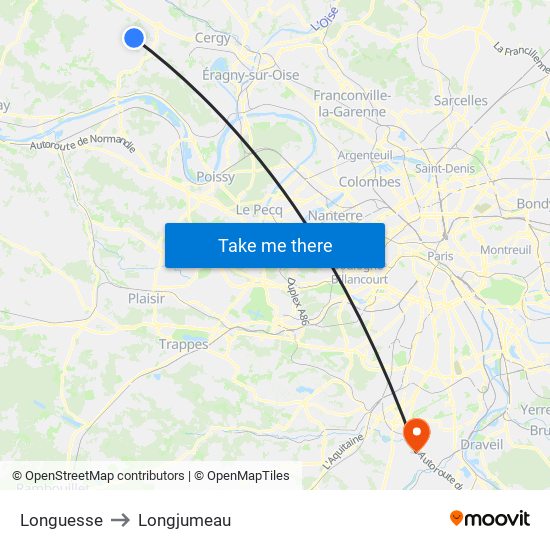 Longuesse to Longjumeau map