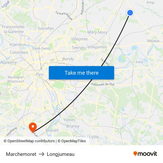 Marchemoret to Longjumeau map