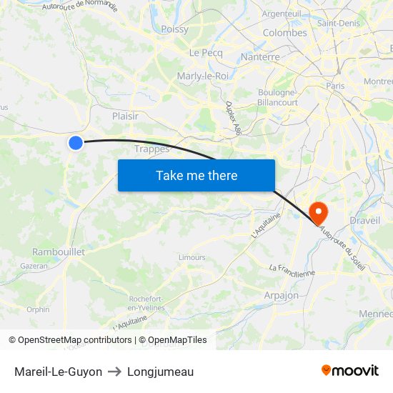 Mareil-Le-Guyon to Longjumeau map