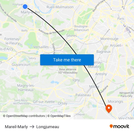 Mareil-Marly to Longjumeau map