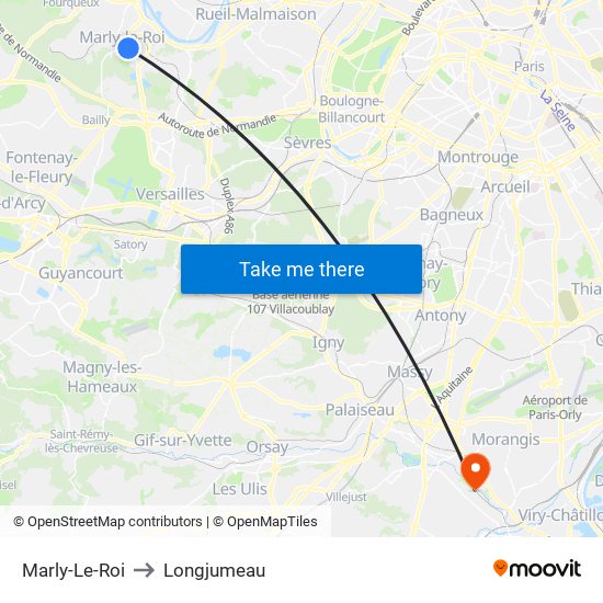 Marly-Le-Roi to Longjumeau map