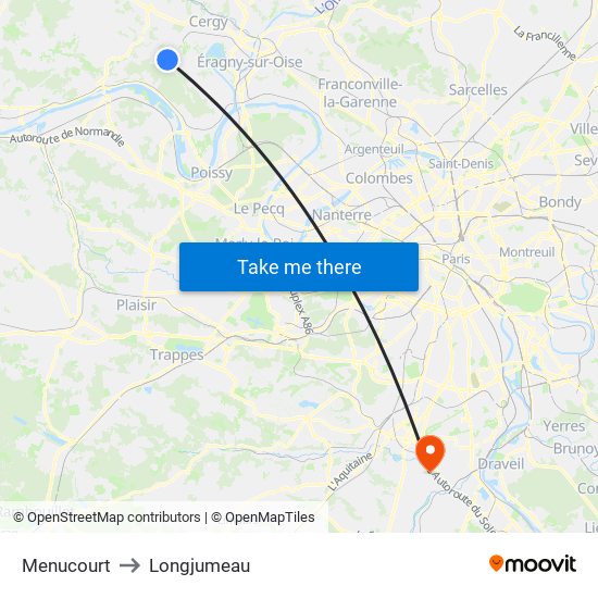 Menucourt to Longjumeau map