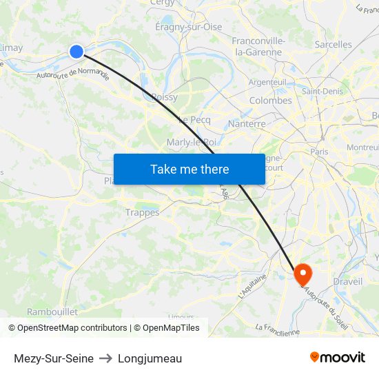 Mezy-Sur-Seine to Longjumeau map