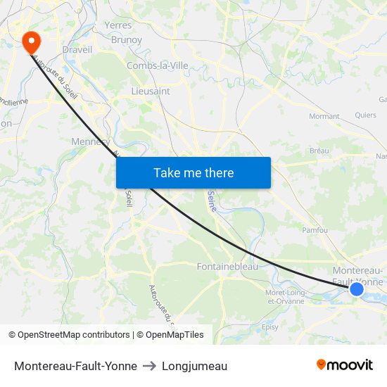 Montereau-Fault-Yonne to Longjumeau map
