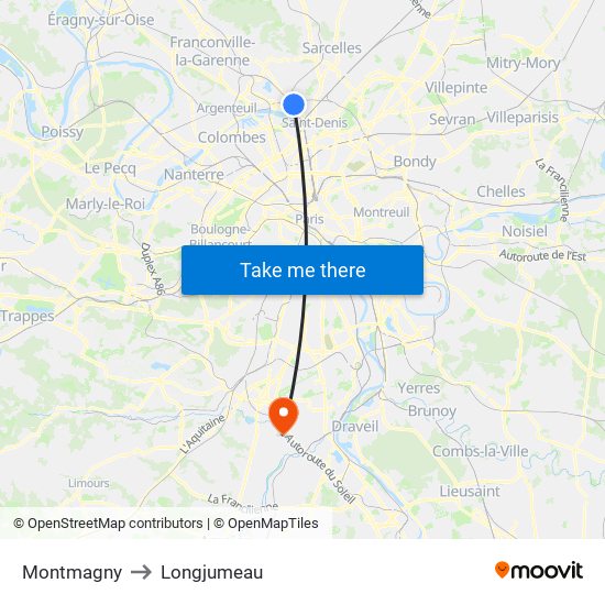 Montmagny to Longjumeau map