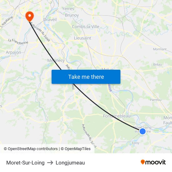 Moret-Sur-Loing to Longjumeau map