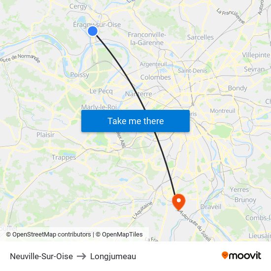 Neuville-Sur-Oise to Longjumeau map