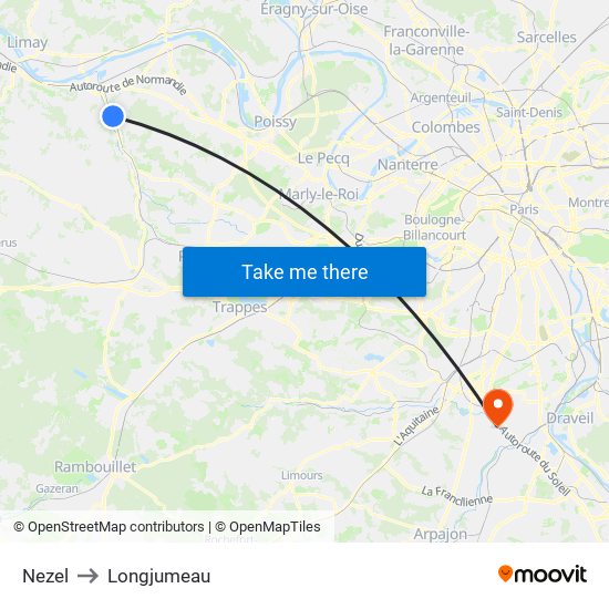 Nezel to Longjumeau map