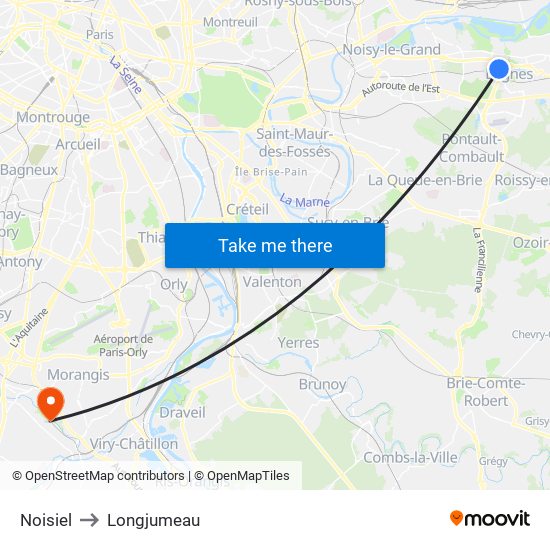 Noisiel to Longjumeau map