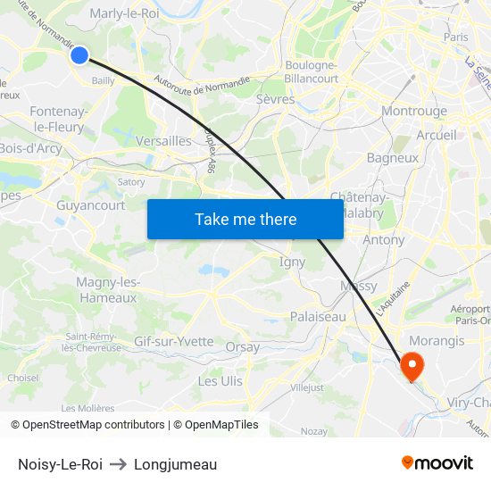 Noisy-Le-Roi to Longjumeau map