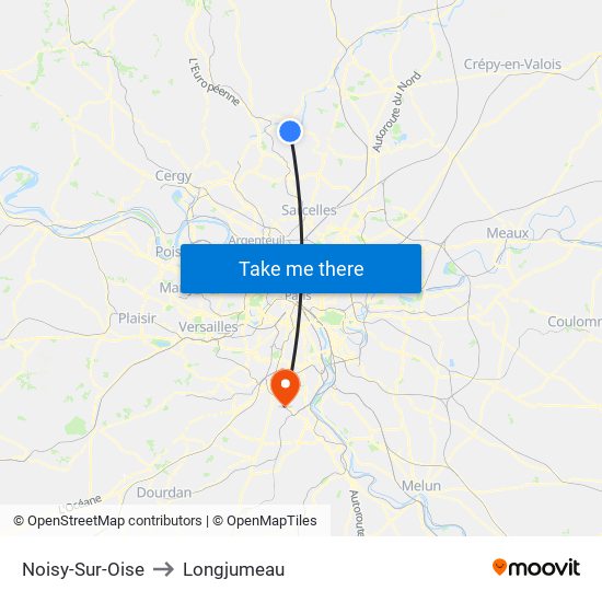 Noisy-Sur-Oise to Longjumeau map