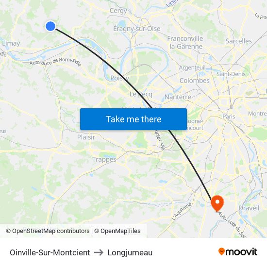 Oinville-Sur-Montcient to Longjumeau map