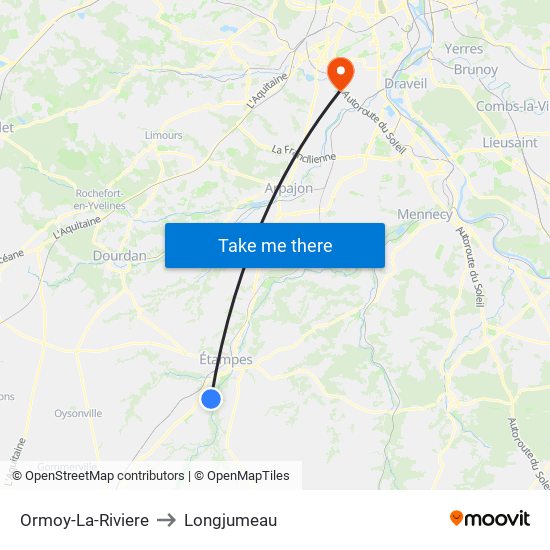 Ormoy-La-Riviere to Longjumeau map