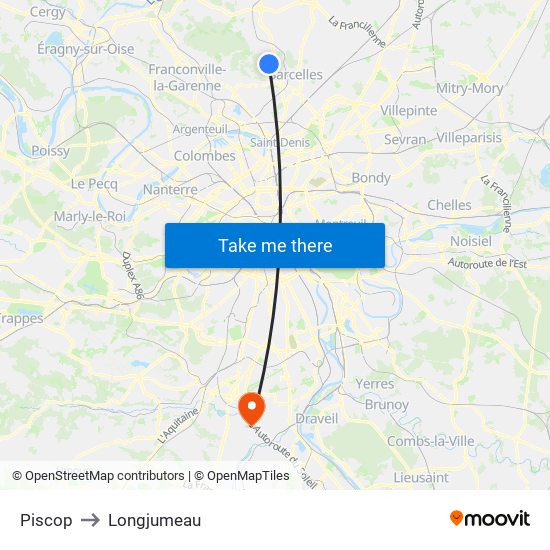 Piscop to Longjumeau map