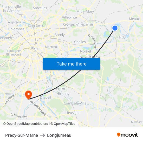 Precy-Sur-Marne to Longjumeau map