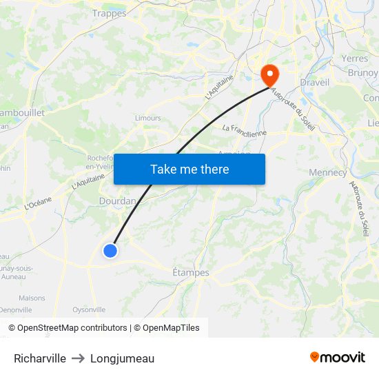 Richarville to Longjumeau map