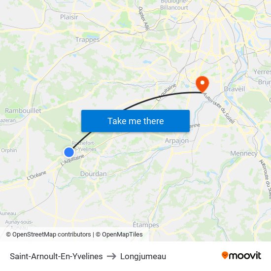 Saint-Arnoult-En-Yvelines to Longjumeau map