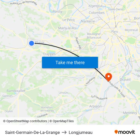 Saint-Germain-De-La-Grange to Longjumeau map