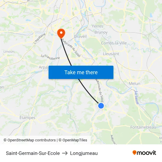 Saint-Germain-Sur-Ecole to Longjumeau map