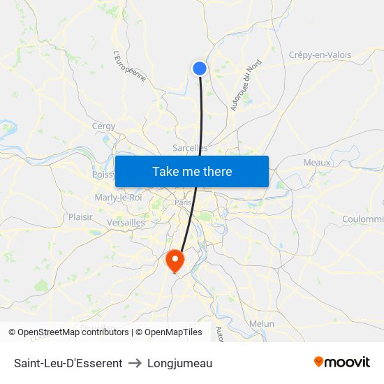 Saint-Leu-D'Esserent to Longjumeau map