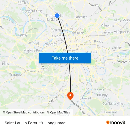 Saint-Leu-La-Foret to Longjumeau map