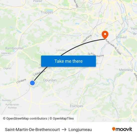 Saint-Martin-De-Brethencourt to Longjumeau map