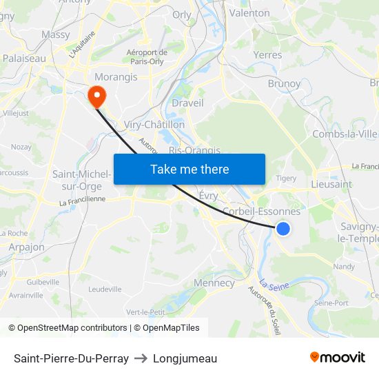 Saint-Pierre-Du-Perray to Longjumeau map