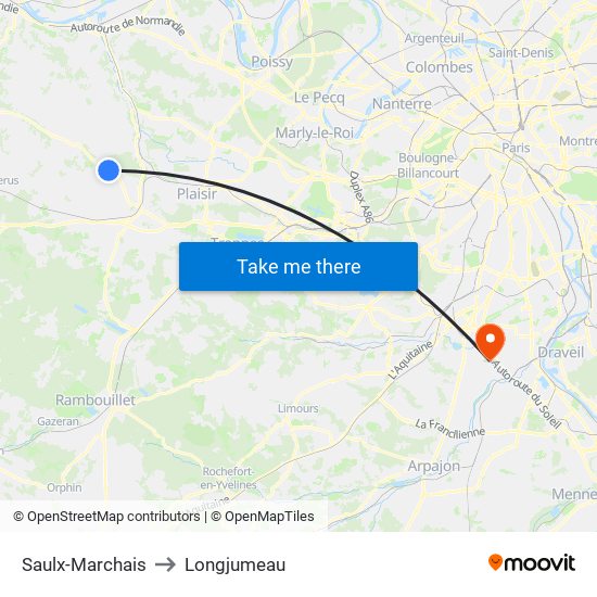 Saulx-Marchais to Longjumeau map