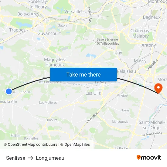 Senlisse to Longjumeau map