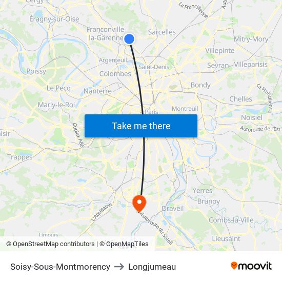 Soisy-Sous-Montmorency to Longjumeau map