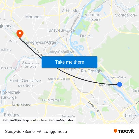 Soisy-Sur-Seine to Longjumeau map