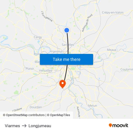 Viarmes to Longjumeau map