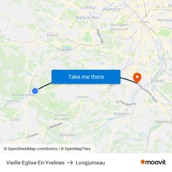 Vieille-Eglise-En-Yvelines to Longjumeau map