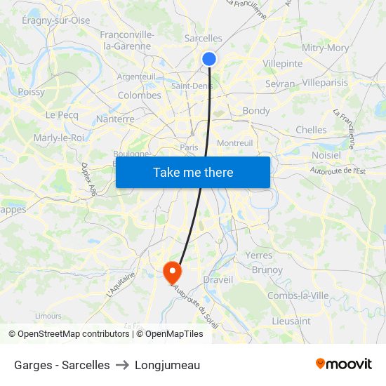 Garges - Sarcelles to Longjumeau map