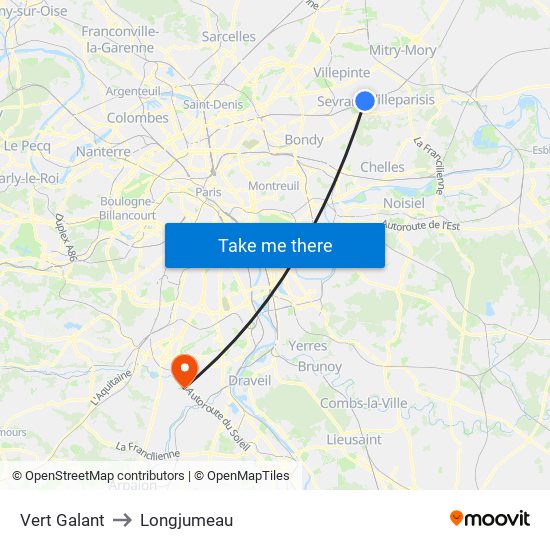 Vert Galant to Longjumeau map