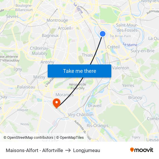 Maisons-Alfort - Alfortville to Longjumeau map