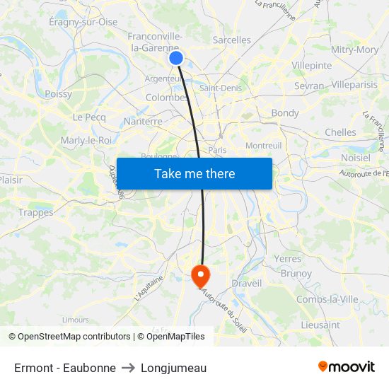 Ermont - Eaubonne to Longjumeau map