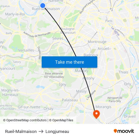 Rueil-Malmaison to Longjumeau map