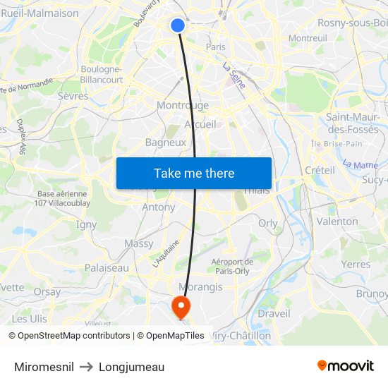 Miromesnil to Longjumeau map