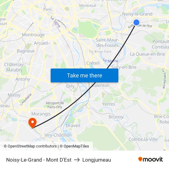 Noisy-Le-Grand - Mont D'Est to Longjumeau map