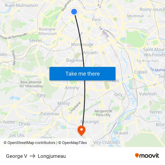 George V to Longjumeau map
