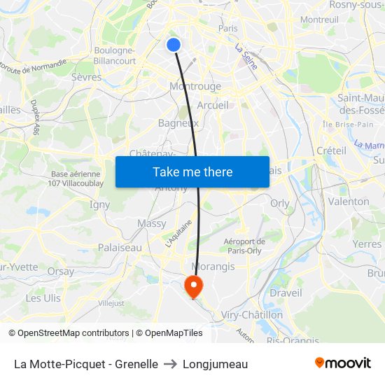 La Motte-Picquet - Grenelle to Longjumeau map