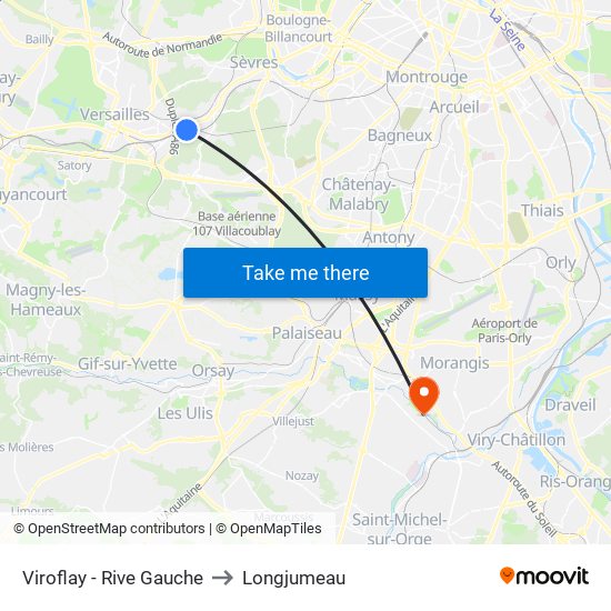 Viroflay - Rive Gauche to Longjumeau map