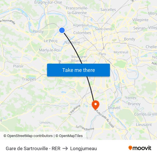 Gare de Sartrouville - RER to Longjumeau map