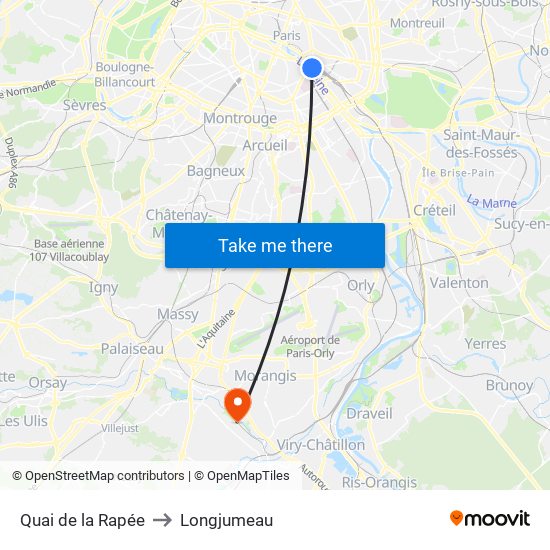 Quai de la Rapée to Longjumeau map