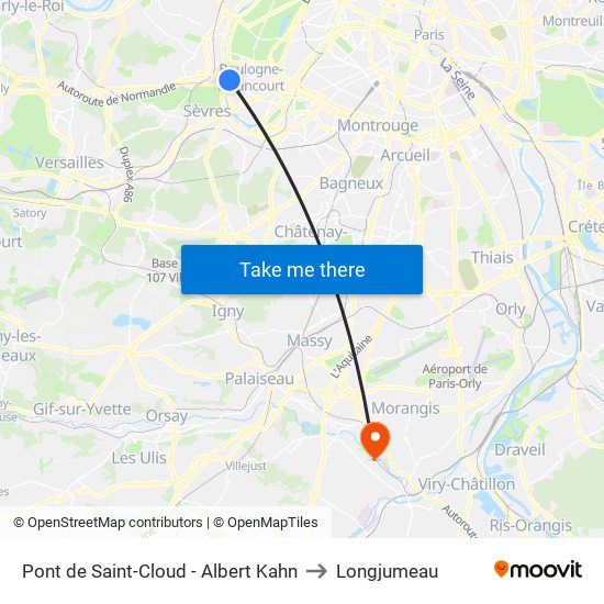 Pont de Saint-Cloud - Albert Kahn to Longjumeau map