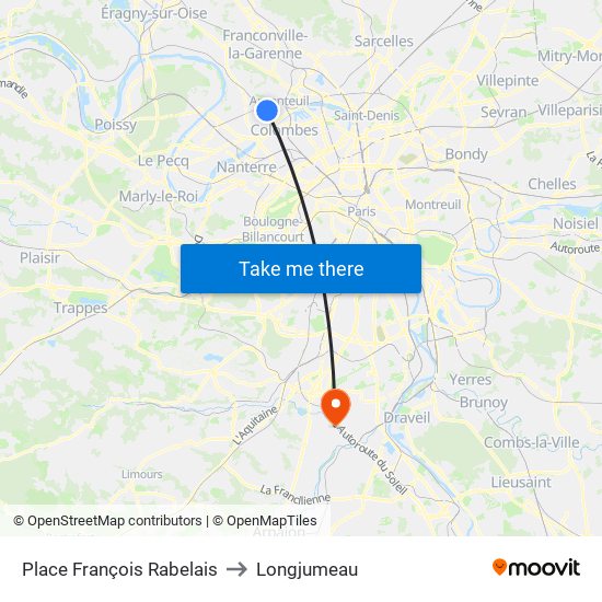 Place François Rabelais to Longjumeau map
