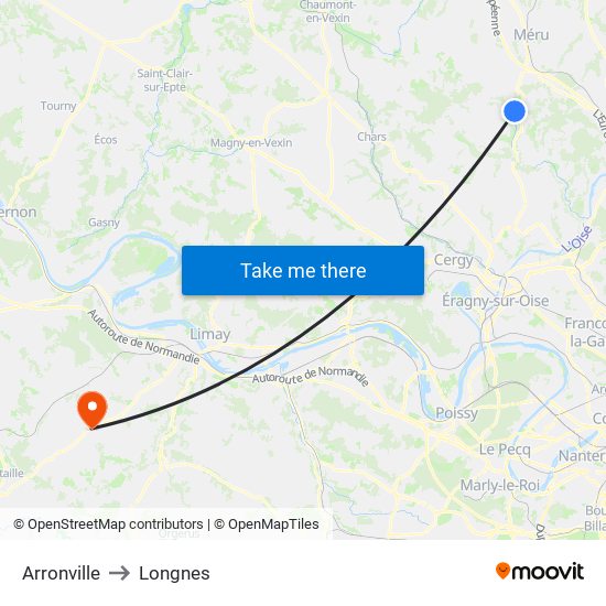 Arronville to Longnes map