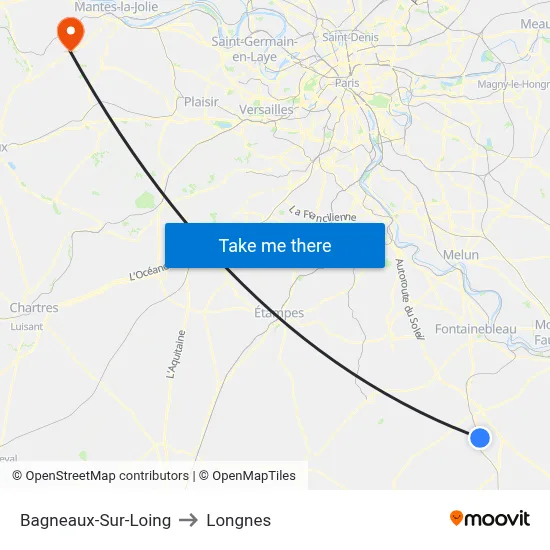Bagneaux-Sur-Loing to Longnes map