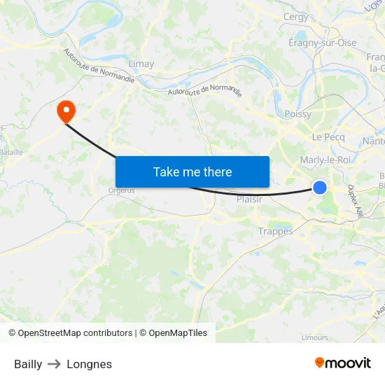 Bailly to Longnes map